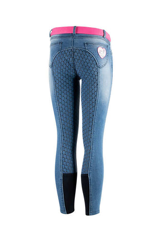 Horze Poppy Kids Denim Silicone Full Seat Breeches